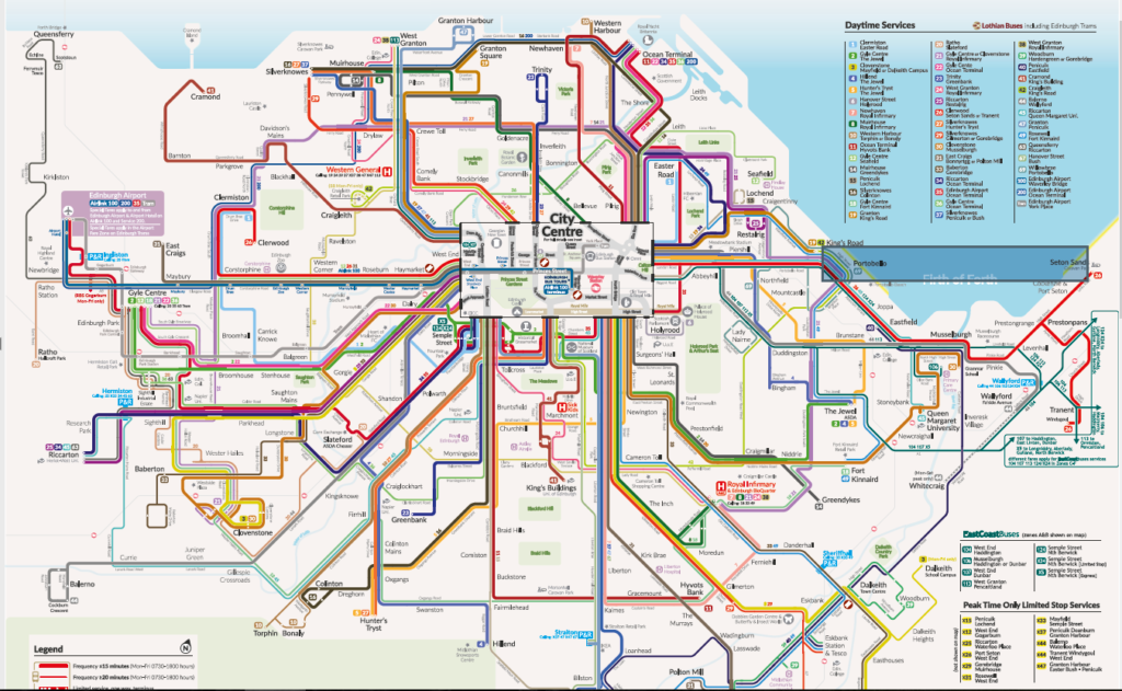 Carte bus Edimbourg